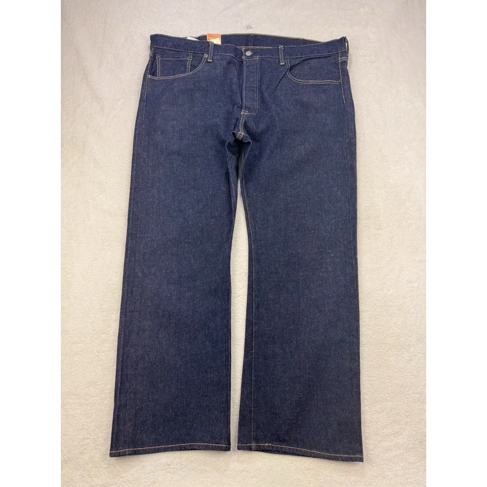Levis 501 Jeans Men 44x30 Big Blue Straight Leg Button Fly Distressed Denim NWT
